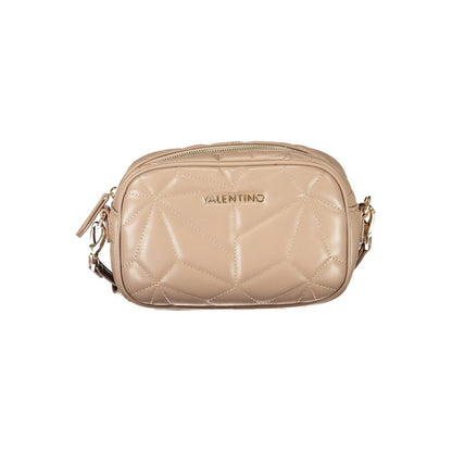 Mario Valentino Brown Leather-Finish Shoulder Bag with Logo Accent