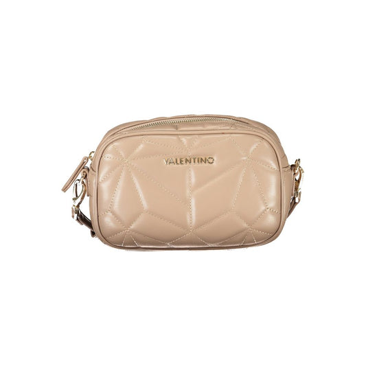 Mario Valentino Brown Leather-Finish Shoulder Bag with Logo Accent