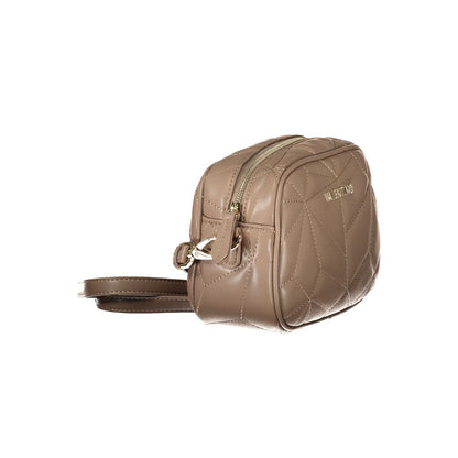 Mario Valentino Brown Leather-Finish Shoulder Bag with Logo Accent