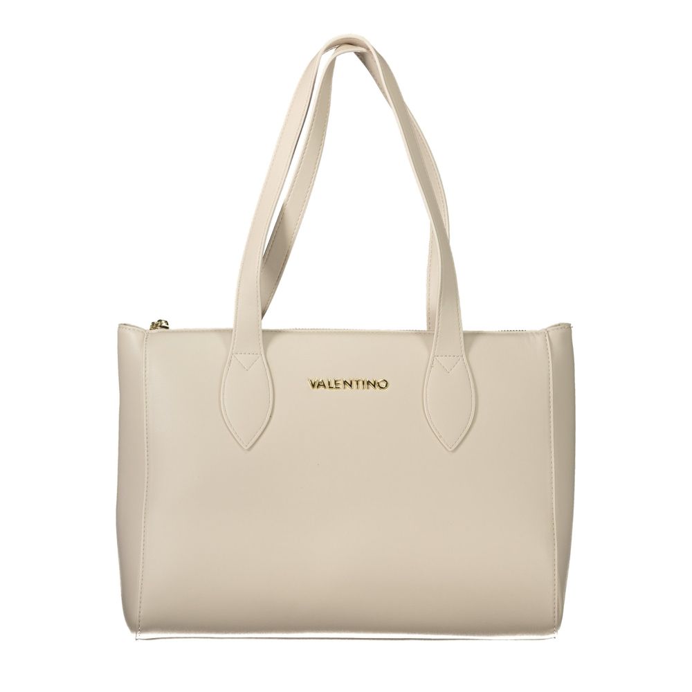 Mario Valentino White Faux Leather Handbag with Iconic Logo