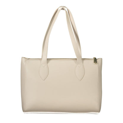 Mario Valentino White Faux Leather Handbag with Iconic Logo