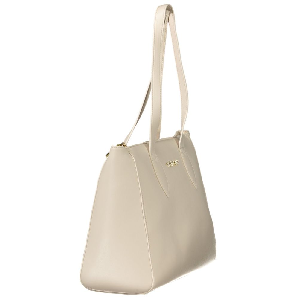 Mario Valentino White Faux Leather Handbag with Iconic Logo