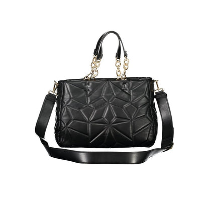 Mario Valentino Black Smooth Leather Handbag with Chain Handles