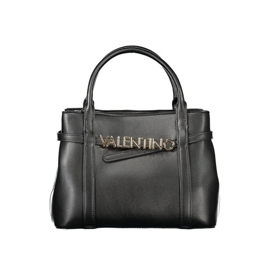 Mario Valentino Black Faux Leather Handbag with Twin Handles