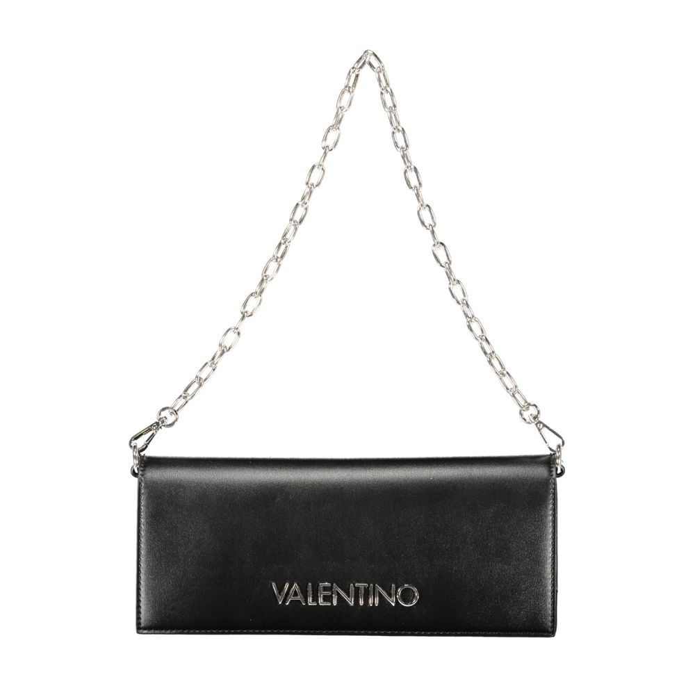 Mario Valentino Black Faux Leather Shoulder Bag with Removable Chain