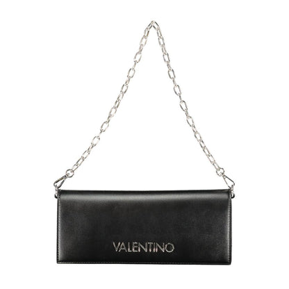 Mario Valentino Black Faux Leather Shoulder Bag with Removable Chain