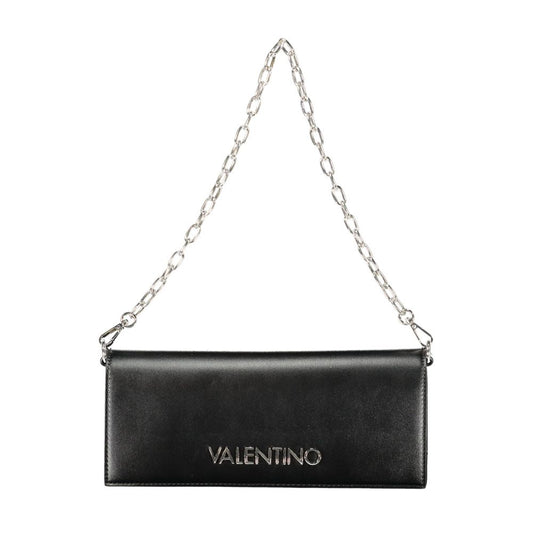 Mario Valentino Black Faux Leather Shoulder Bag with Removable Chain