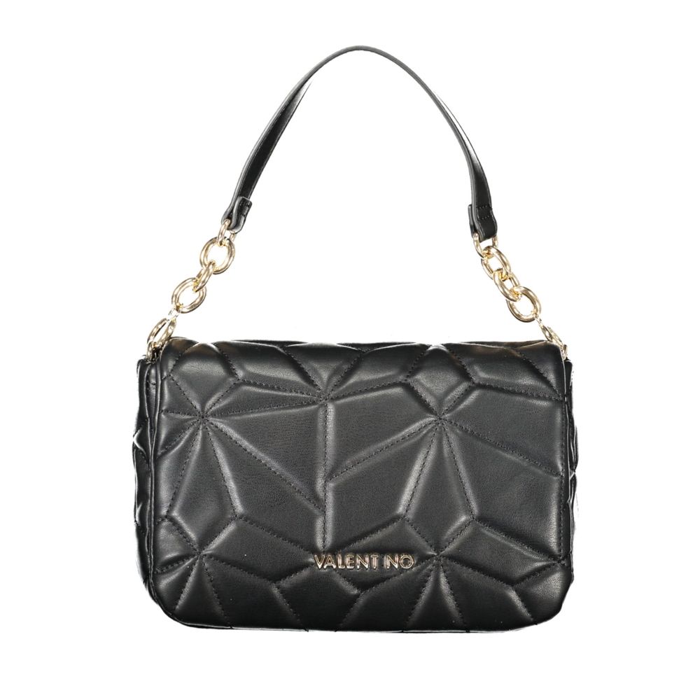 Mario Valentino Black Faux Leather Handbag with Chain Handle