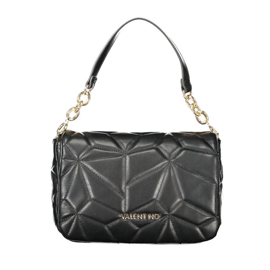 Mario Valentino Black Faux Leather Handbag with Chain Handle