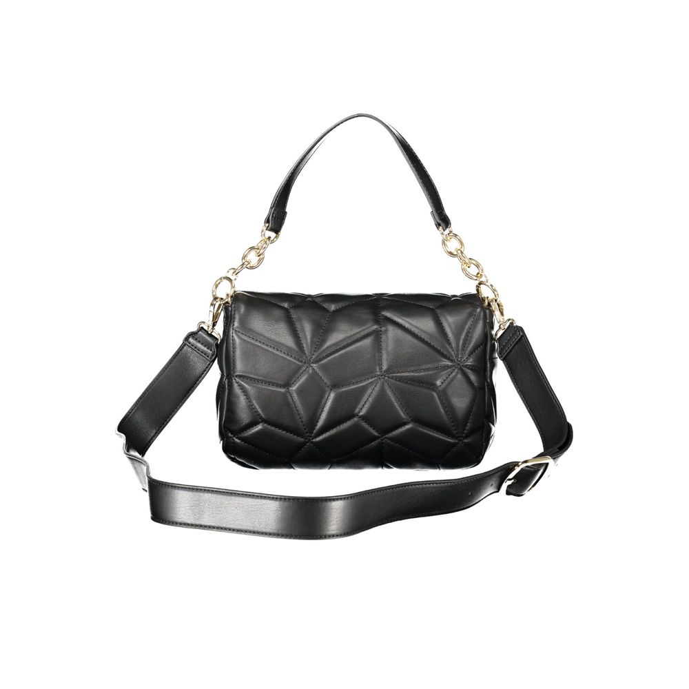 Mario Valentino Black Faux Leather Handbag with Chain Handle