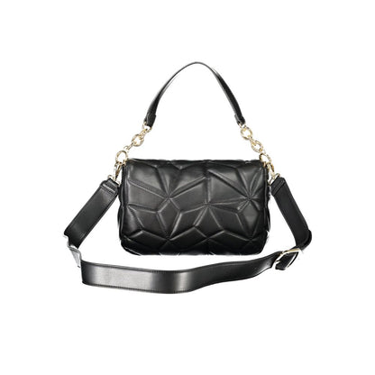 Mario Valentino Black Faux Leather Handbag with Chain Handle