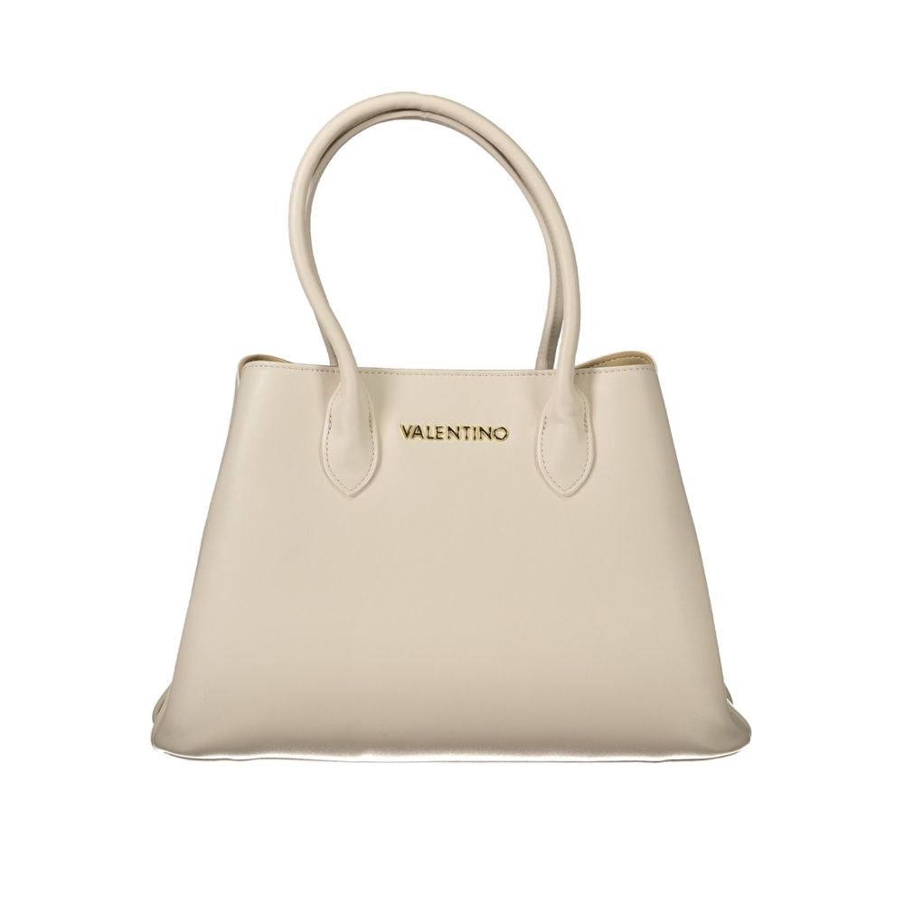 Mario Valentino Beige Leather Effect Handbag with Iconic Logo