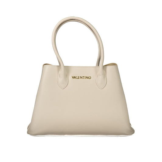 Mario Valentino Beige Leather Effect Handbag with Iconic Logo