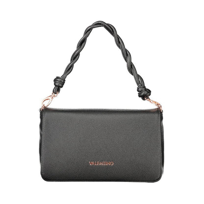 Mario Valentino Black Faux Leather Handbag with Iconic Logo