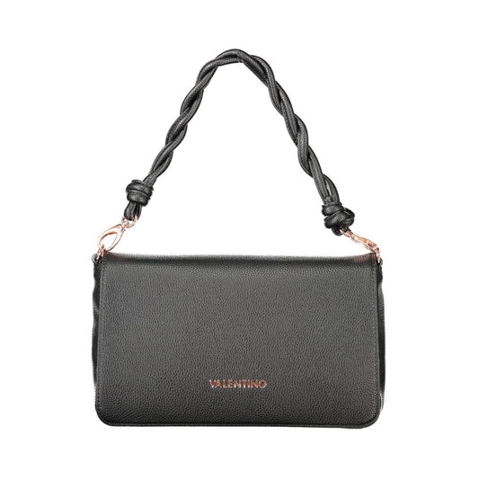 Mario Valentino Black Faux Leather Handbag with Iconic Logo