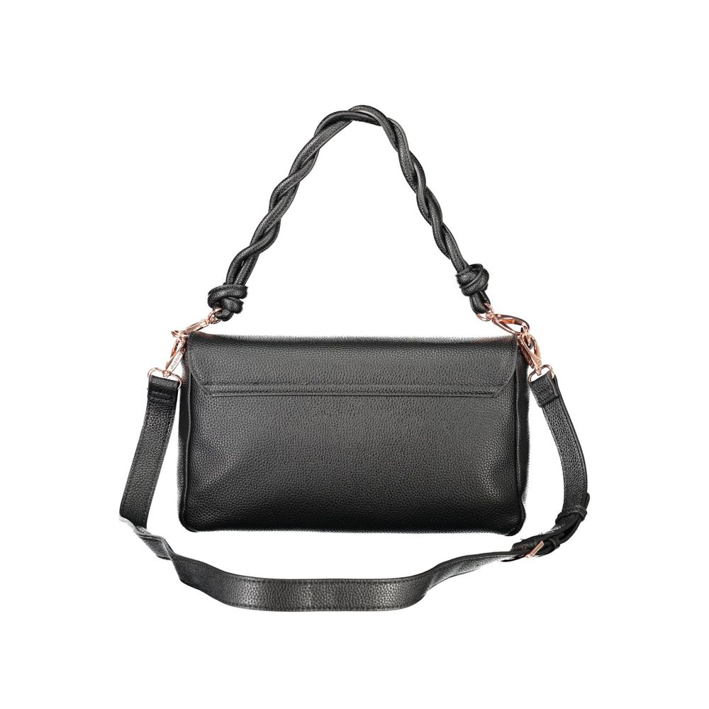 Mario Valentino Black Faux Leather Handbag with Iconic Logo