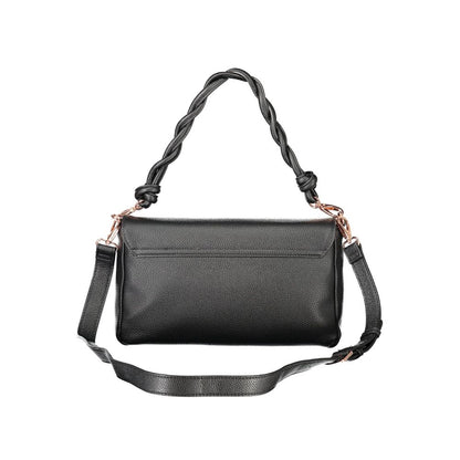 Mario Valentino Black Faux Leather Handbag with Iconic Logo