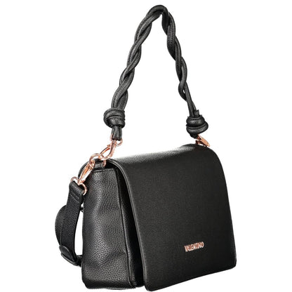 Mario Valentino Black Faux Leather Handbag with Iconic Logo