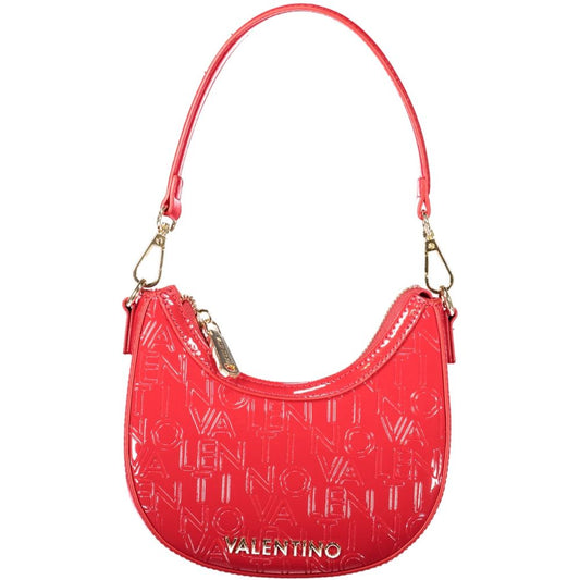 Mario Valentino Red Faux Leather Handbag with Adjustable Strap