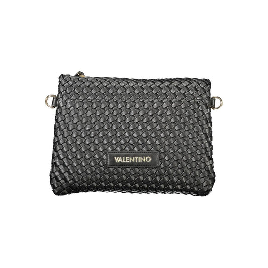 Mario Valentino Black Smooth Leather Shoulder Bag with Iconic Logo
