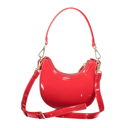 Mario Valentino Red Faux Leather Handbag with Adjustable Strap