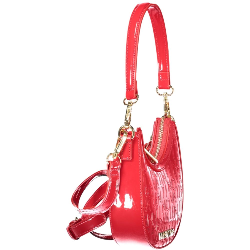 Mario Valentino Red Faux Leather Handbag with Adjustable Strap