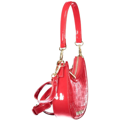 Mario Valentino Red Faux Leather Handbag with Adjustable Strap