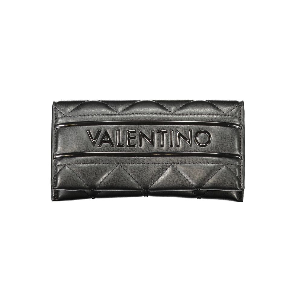 Mario Valentino Black Leather Effect Women Wallet with Iconic Logo