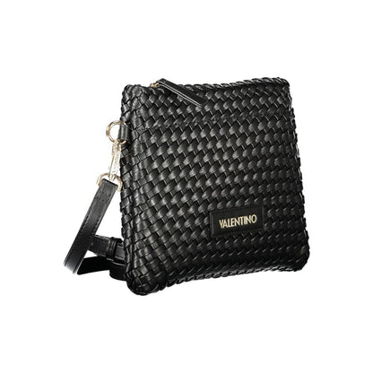 Mario Valentino Black Smooth Leather Shoulder Bag with Iconic Logo