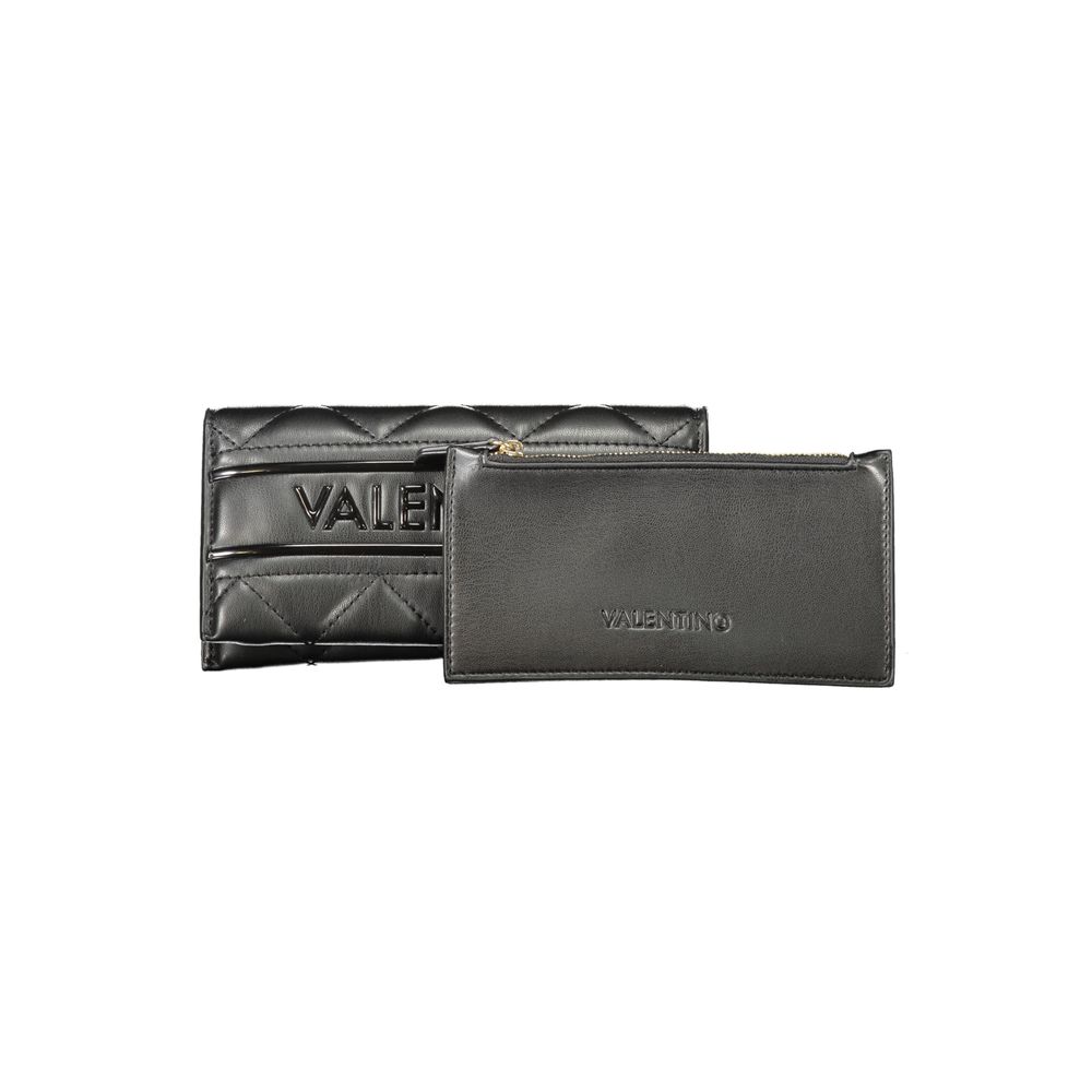 Mario Valentino Black Leather Effect Women Wallet with Iconic Logo