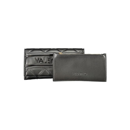 Mario Valentino Black Leather Effect Women Wallet with Iconic Logo