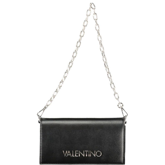 Mario Valentino Black Faux Leather Handbag with Removable Chain Handle