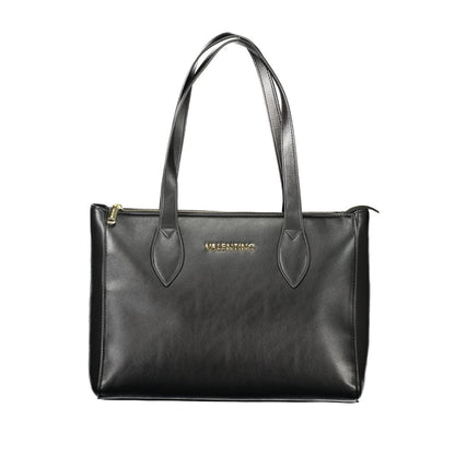 Mario Valentino Black Faux Leather Women's Handbag with Logo Detail