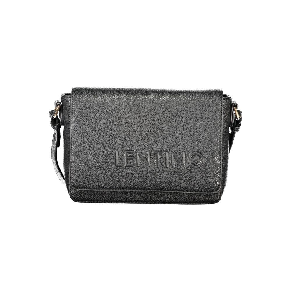 Mario Valentino Black Faux Leather Shoulder Bag with Iconic Logo