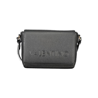 Mario Valentino Black Faux Leather Shoulder Bag with Iconic Logo