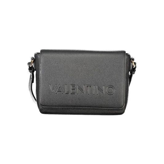 Mario Valentino Black Faux Leather Shoulder Bag with Iconic Logo