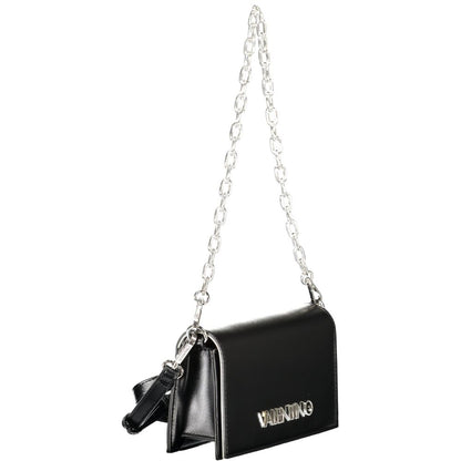 Mario Valentino Black Faux Leather Handbag with Removable Chain Handle