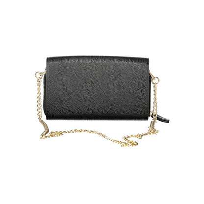 Mario Valentino Black Faux Leather Convertible Shoulder Bag
