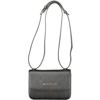 Mario Valentino Black Faux Leather Handbag with Gold Accents