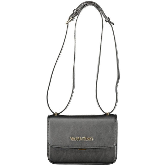 Mario Valentino Black Faux Leather Handbag with Gold Accents