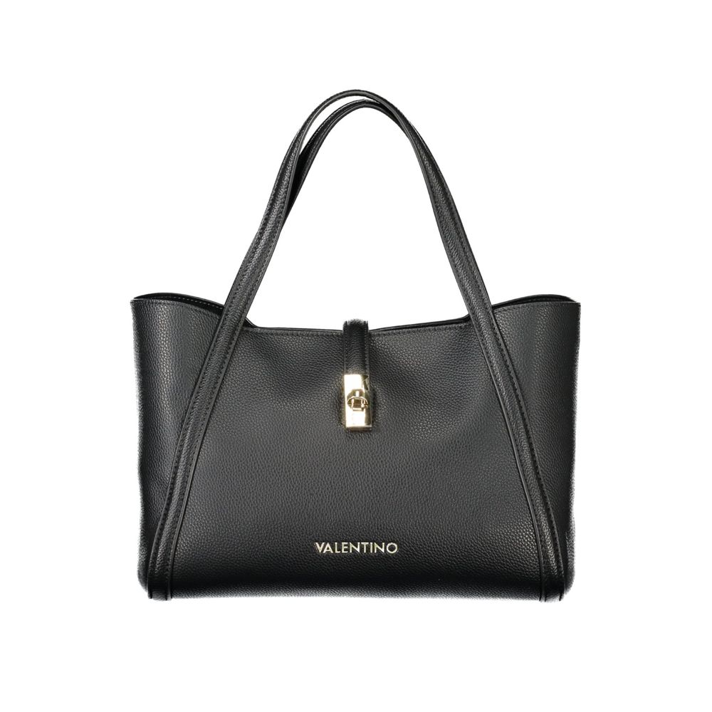 Mario Valentino Black Faux Leather Handbag with Removable Pouch
