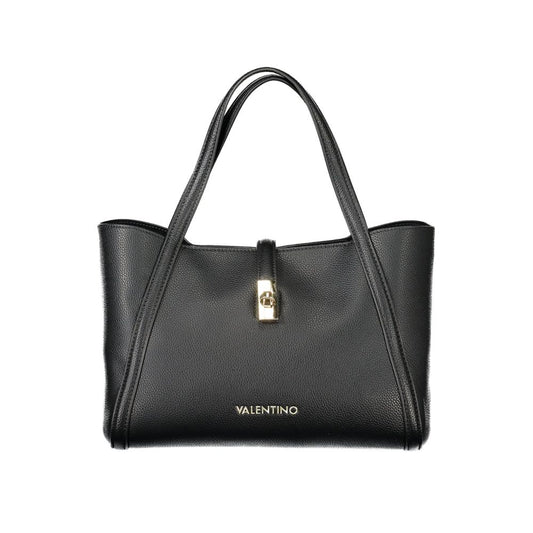 Mario Valentino Black Faux Leather Handbag with Removable Pouch