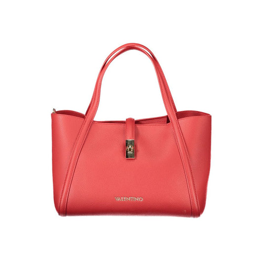 Mario Valentino Red Faux Leather Handbag with Elegant Handles
