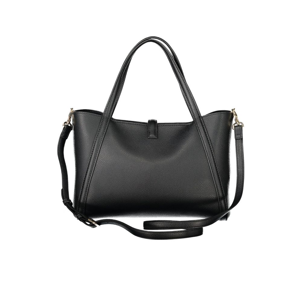Mario Valentino Black Faux Leather Handbag with Removable Pouch