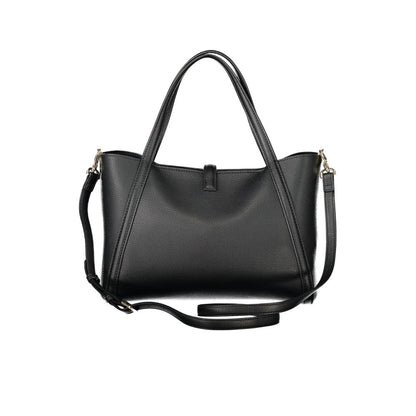 Mario Valentino Black Faux Leather Handbag with Removable Pouch