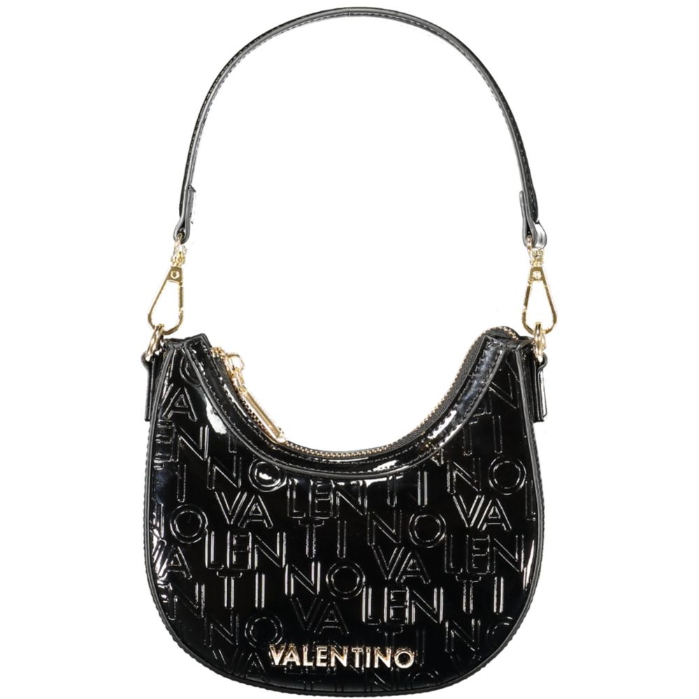 Mario Valentino Black Faux Leather Women Handbag with Iconic Logo