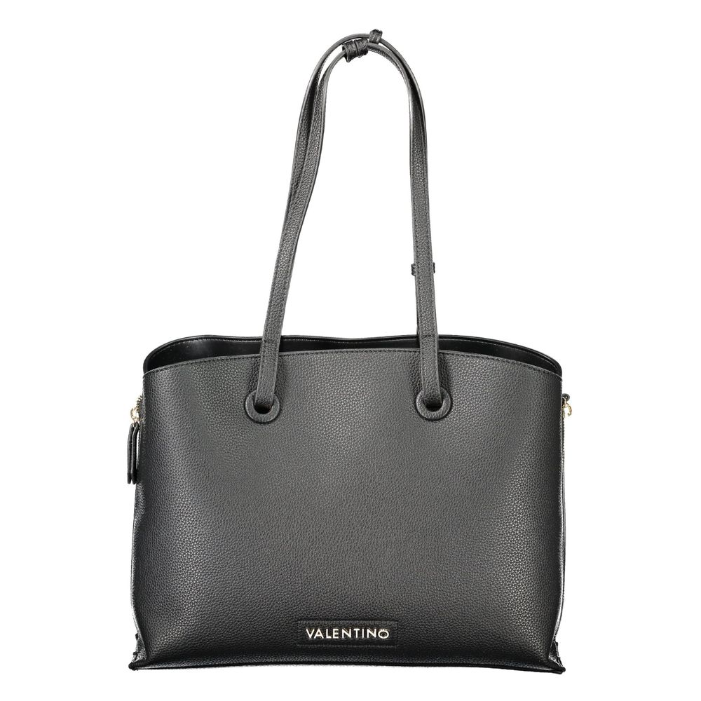 Mario Valentino Black Faux Leather Women's Handbag with Iconic Logo