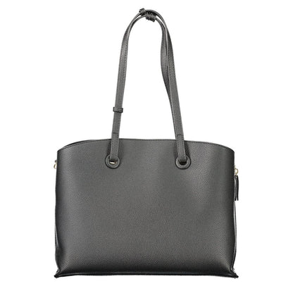 Mario Valentino Black Faux Leather Women's Handbag with Iconic Logo