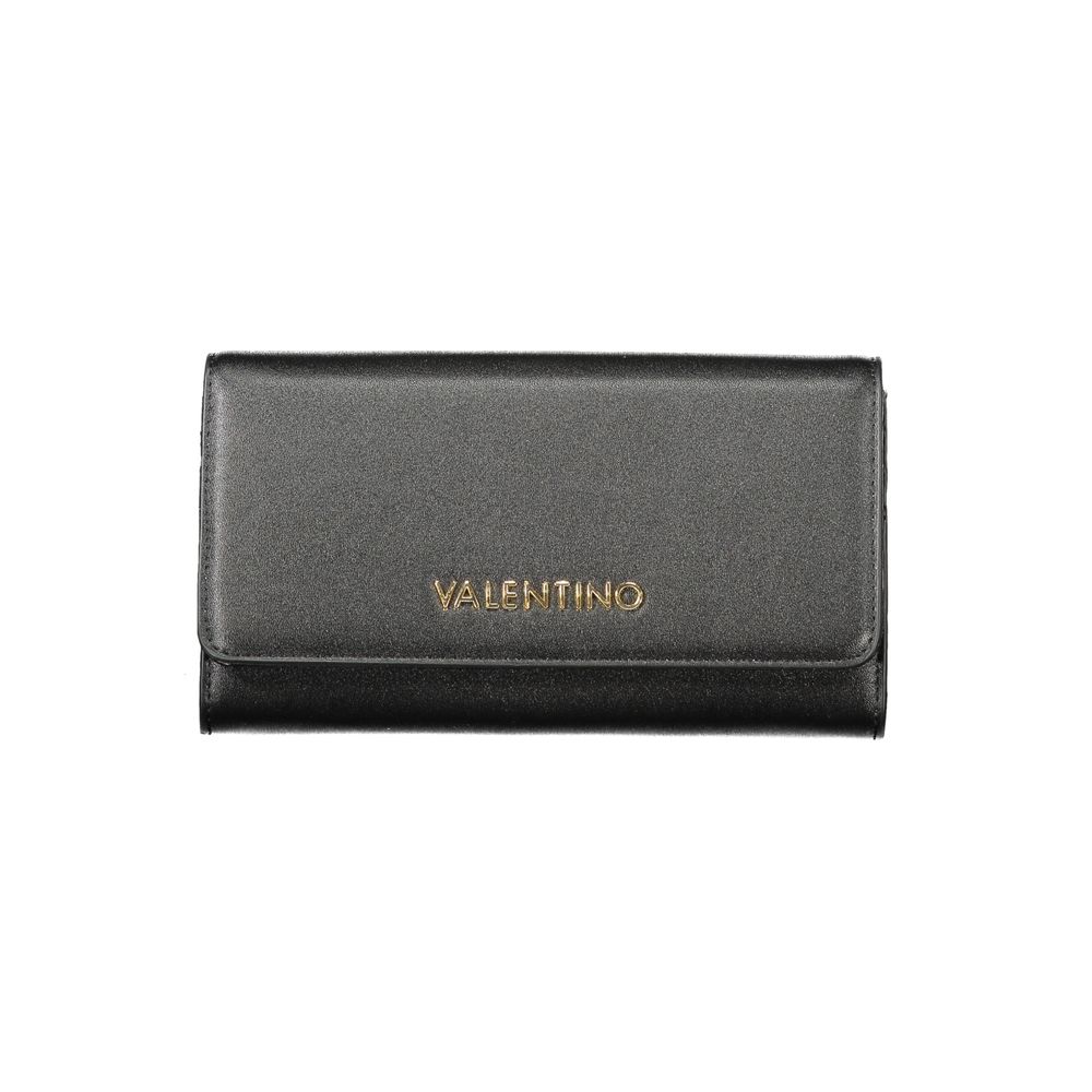 Mario Valentino Black Faux Leather Women Wallet with Logo Detail