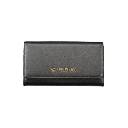 Mario Valentino Black Faux Leather Women Wallet with Logo Detail